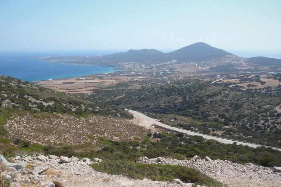 Sea view over the strait between Paros and Antiparos on a Blue Lagoon boat tour
